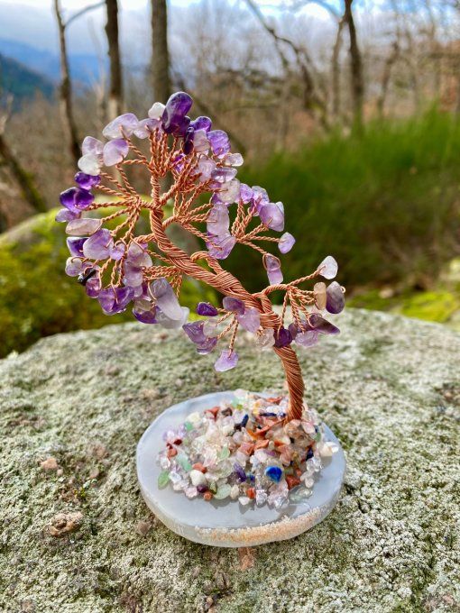 Arbres de vie Améthyste, Pierre de Lune ou Quartz Rose